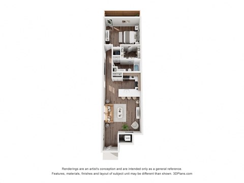 Floor plan for 1 bed, 1 bath, 819 sqft
